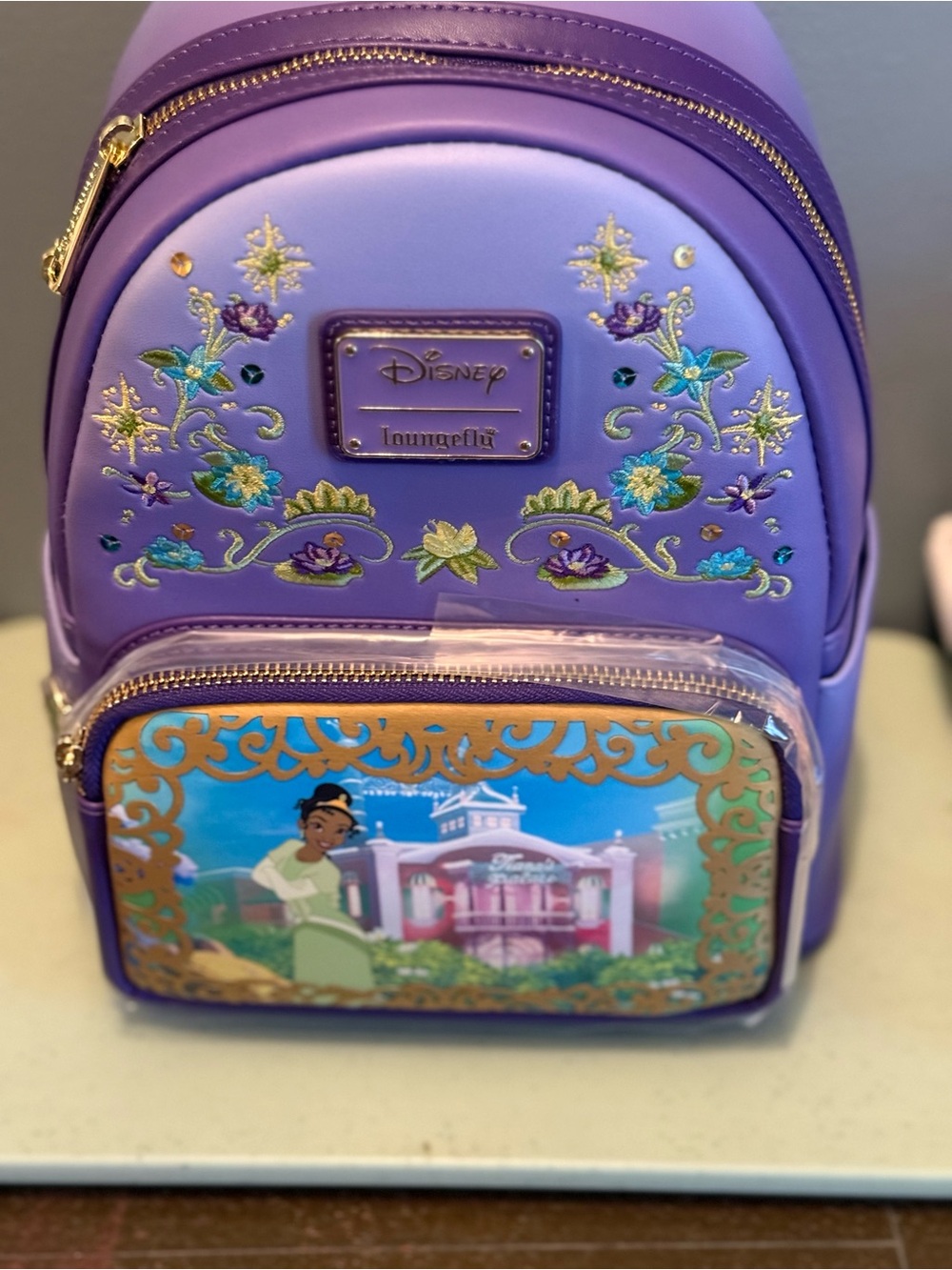 Loungefly Purple Disney Tiana Embroidered Mini Backpack